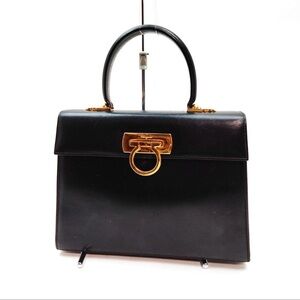 Ferragamo Hand Bag Black Leather